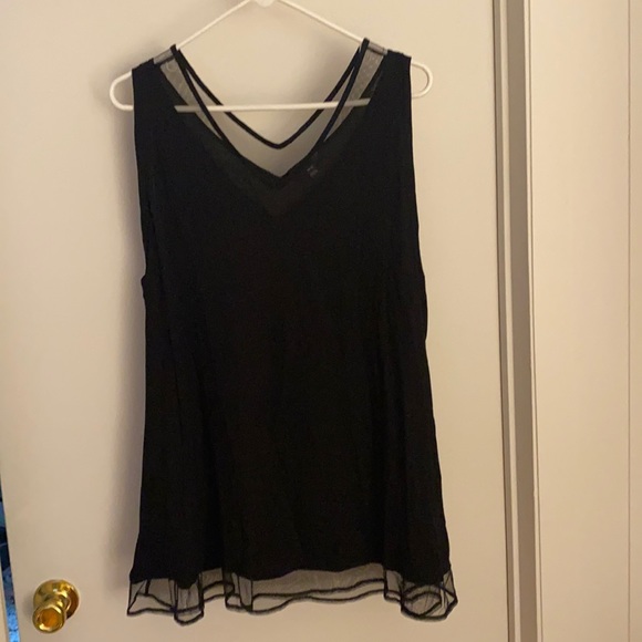 Black sheer trimmed top - Picture 1 of 3